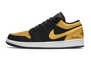 Air 1 Black Lakers устойчивые к истиранию низкие баскетбольные кроссовки винтаж мужские Jordan, черный/желтый