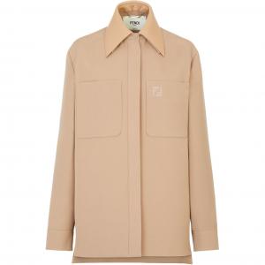 Футболка с воротником и поясом FENDI, бежевая