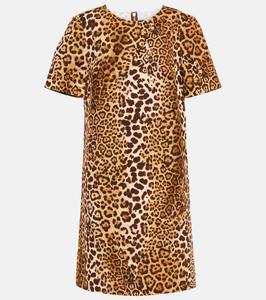 Мини-платье из хлопковой смеси с леопардовым принтом Carolina Herrera, Multi-Color