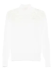 Свитер с высоким воротником и кружевными вставками Ermanno Scervino, белый