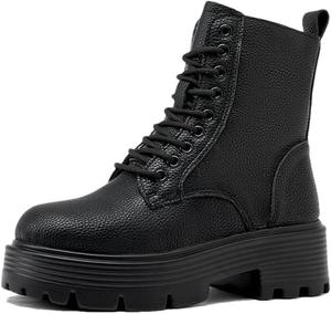 Женские ботинки Niiyyjj с шнуровкой, короткие, в британском стиле, из натуральной кожи, на платформе, с флисовой подкладкой, модель «боевые ботинки», Black No Fleece