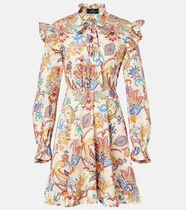 Хлопковое мини-платье с принтом Etro, Stampa F.Do Bianco