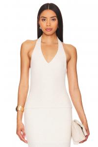 Топ sophie rib с бретелью через шею Lna, белый