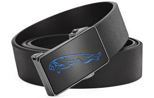 JAGUAR Мужской кожаный ремень из коровьей кожи черный шириной 3.4 см, Black