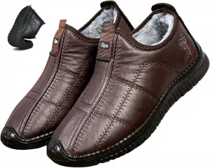 Мужские зимние термо-кроссовки на скольжении, водонепроницаемые теплые кожаные ортопедические мягкие легкие ботинки для ходьбы по снегу ZPLMIDE