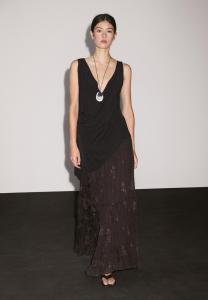 Юбка Massimo Dutti LONG PLEATED WITH EMBROIDERED DETAIL, Dark Brown