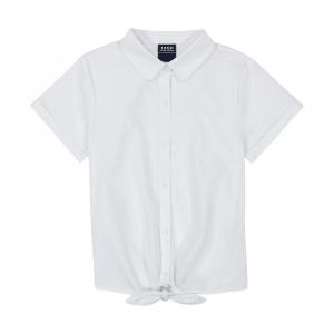 Блузка IZOD с короткими рукавами и завязкой спереди для девочек 4–18 лет, стандартные и большие цвета, белый