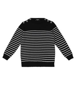Полосатый свитер из ламе и верджин вули Balmain Kids, 930ag-Nero/Argento
