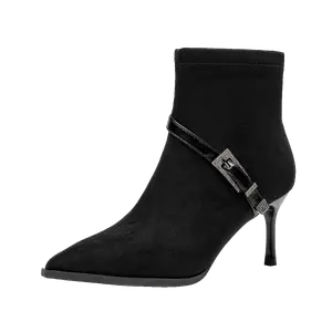 Женские ботинки на каблуке 7 см GUDIANFENGDU, черный