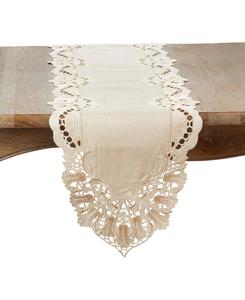 Скатерть-дорожка с вышивкой Невероятная красота, 40 см x 183 см Saro Lifestyle, Ecru