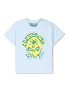 Футболка с графичным принтом Kenzo Kids, синий