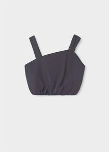 Майка для девочек с бантом на бретельках из карбона Mayoral, углерод