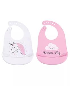 Силиконовые нагрудники для девочек 2 шт Hudson Baby, розовый