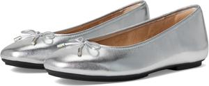 Балетки FitFlop Delicato Bow Soft Metallic-Leather Ballerinas, серебряный