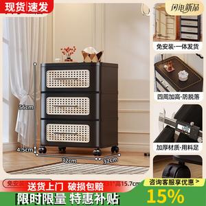 Yu Senyi Комод 32 см шириной винтажный мобильный с откидной дверцей и колесами, 3 полки для игрушек и закусок, без установки