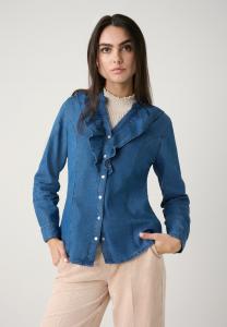 Блуза More & More Button-down blouse, Middle Blue Denim/Blue Denim