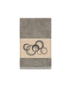 Турецкое хлопковое полотенце для рук «Аннабель», украшенное вышивкой Linum Home, темно-серый
