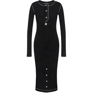 MOSCHINO Женское черное платье с длинными рукавами