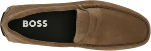 Мужские лоферы BOSS из гладкой замши без застежек, бежевый