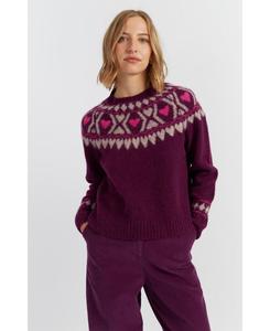 Женский шерстяной свитер с узором Фэр-Айл в форме сердца Chinti & Parker, Mulberry