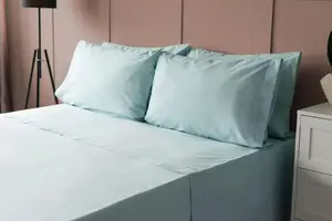 Простыня на резинке , плотность 200 нитей, хлопковый перкаль. Глубокая, BM120 (двуспальная кровать) (цвет утиного яйца). Belledorm