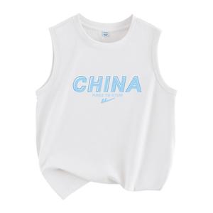 Детский топ и майка с круглым вырезом WARRIOR, белый/h синий letter