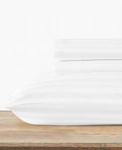 Комплект постельного белья из 3 предметов, сатиновое плетение с очень длинными волокнами (500 нитей на дюйм), размер Twin XL California Design Den, White striped