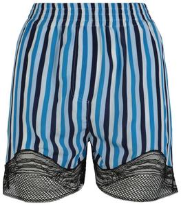 Шелковые шорты Burberry с кружевной отделкой в полоску, синий