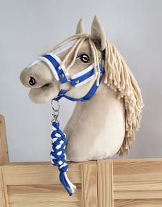 Набор Hobby Horse: недоуздок А3 на белом меху + шнурок - белый и синий. Inna marka