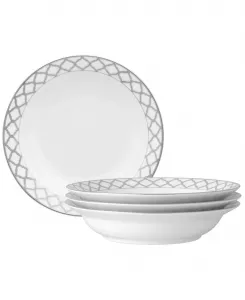 Набор из 4 обеденных тарелок Eternal Palace с ободком, рассчитанный на 4 персоны Noritake, платиновый