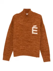 Свитер с воротником-воронкой и вышивкой Études Studio, коричневый