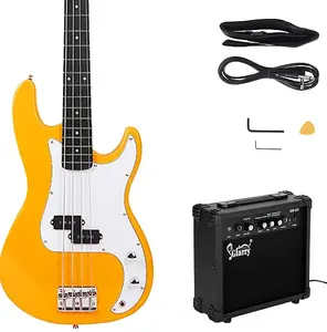 Unmarked "F Word" Bass P Red +Усилитель! Электрическая бас-гитара Glarry P Style + Гриф из палисандра + Мягкий чехол/сумка + Ремень + Кабель + Медиация!