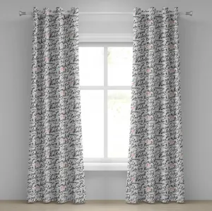 Шторы на люверсах ABAKUHAUS England, знаменитые города в монохромном стиле с ручной надписью, Бристоль, Лондон, Оксфорд, декоративные двухпанельные шторы, 280 см x 175 см, черно-бело-красный Abakuhaus