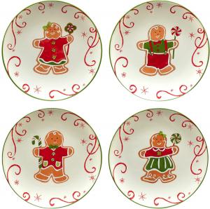 Certified International Holiday Magic Gingerbread десертные/салатные тарелки 22,9 см, набор 4 шт, мультиколор
