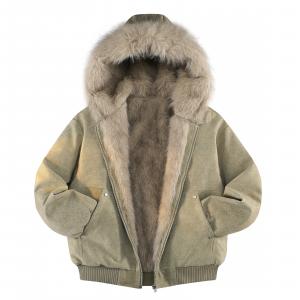 Пуховик Unisex с капюшоном и флисовой подкладкой HUANQIU, светло-коричневый (flagship)