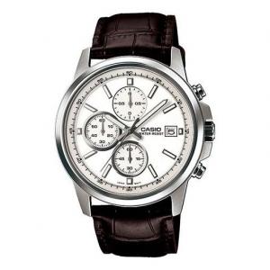 Часы CASIO Edifice Waterproof Men Black/Silver Mens Brown Analog, коричневый