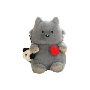 MIANHUIYI Плюшевая игрушка Harmonious Sound, плюшевая игрушка Black Cat Chubby Panda, плюшевая кукла Grey Wolf, высота 40см