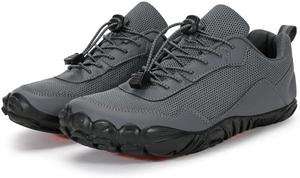 Мужские нескользящие походные ботинки, обувь на толстой подошве для сплавов по рекам, скалолазания, легкая обувь для езды на велосипеде и прогулок по тропам, прочная обувь в стиле «босиком» Qacksv, серый