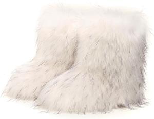 Женские меховые ботинки с искусственным мехом Generic, White Black