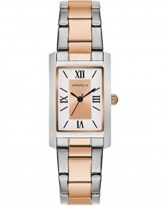 Женские двухцветные часы-браслет из нержавеющей стали 21x33 мм Caravelle