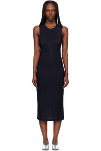 Jil Sander Черное трикотажное платье-комбинация миди