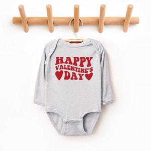 Боди с длинным рукавом Happy Valentines Day Hearts The Juniper Shop, Heather Grey