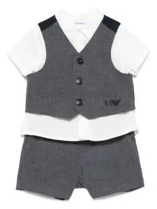 Комплект из топа и шортов в клетку Emporio Armani Kids, серый