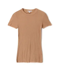 Футболка с круглым вырезом из смеси хлопка и кашемира в рубчик, модель WVA3978