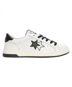 Белые кожаные кроссовки с черными деталями 2Star, белый