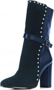 Женские сексуальные сапоги YDN с широким голенищем, закрытым носком, заклепками, ботильоны на массивном высоком каблуке с пряжкой и ремешком на щиколотке, для работы, шопинга и вечеринок, размеры 4-16 US, Blue