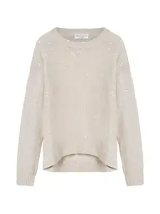 Свитер из льна и шелка Diamond Yarn Brunello Cucinelli Kids, бежевый