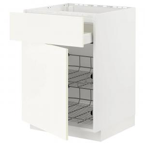 Нижний шкаф варочная панель/ящик/2 провода bskts METOD/MAXIMERA IKEA, 60x60x80 см, цвет white/vallstena white