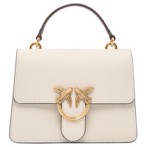 PINKO Миниатюрная женская сумочка с верхней ручкой из белой телячьей кожи