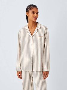 Комплект пижамы Luna Stripe из мягкой хлопковой ткани John Lewis, Ivory/Toffee